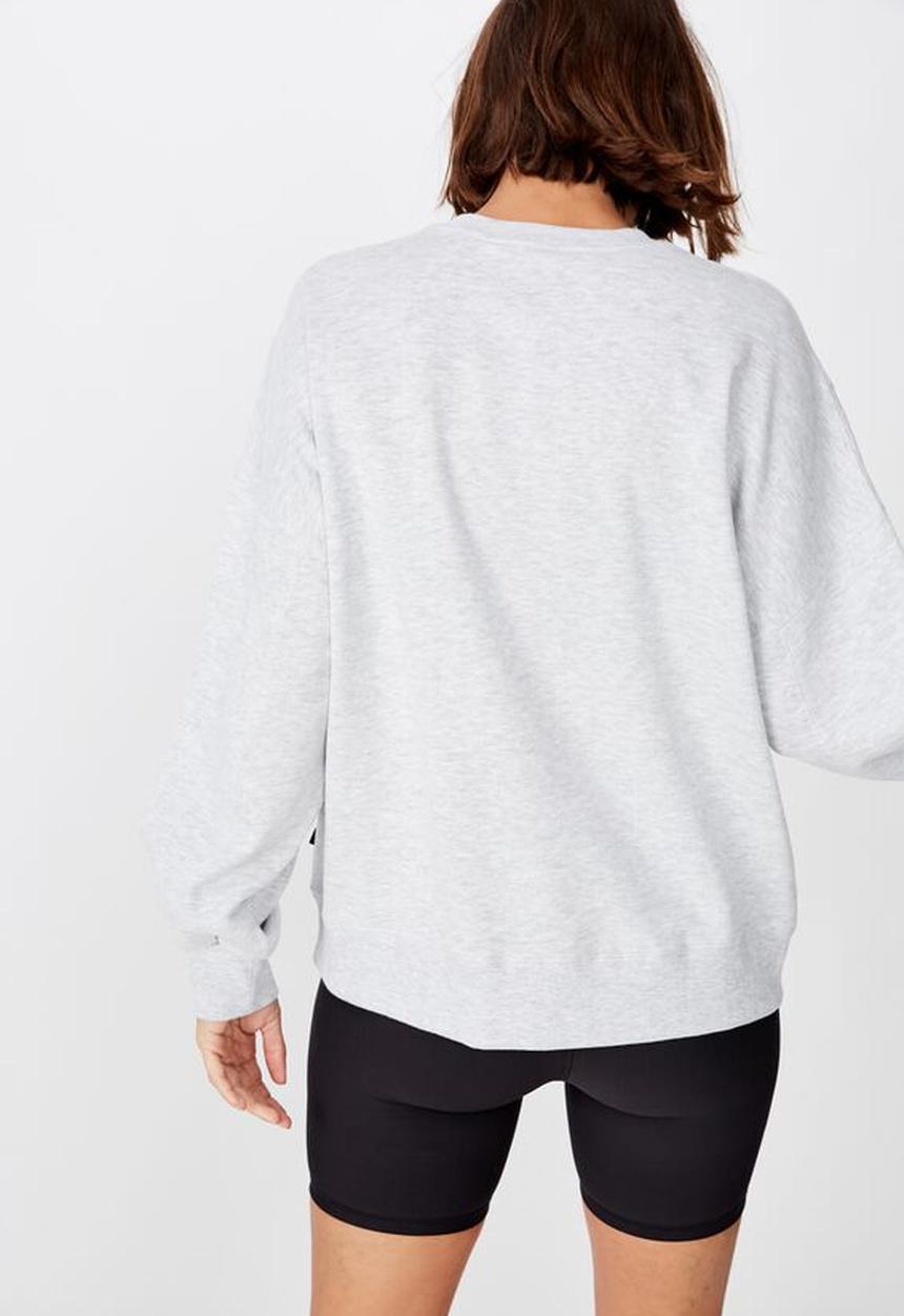 Cotton On - Blocked fleece crew top - grey & white 