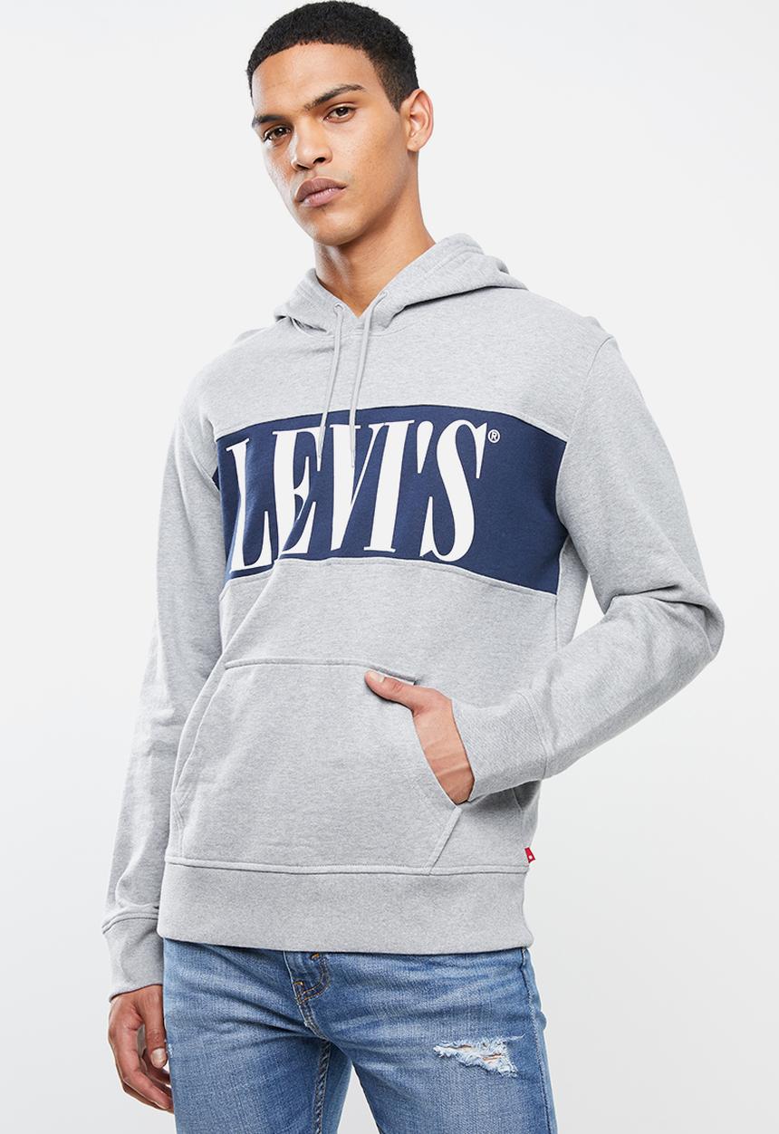 Levi’s® - Colour block logo hoodie - grey & navy 