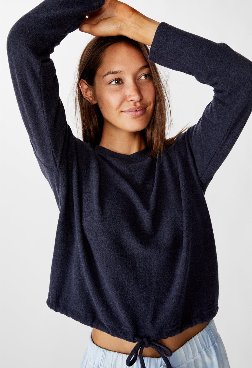 Cotton On - Super soft draw cord crew - navy baby marle