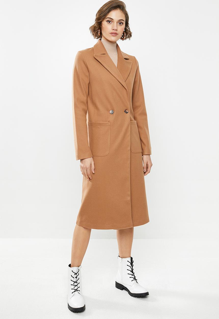 Blake - Melton double breasted coat - brown