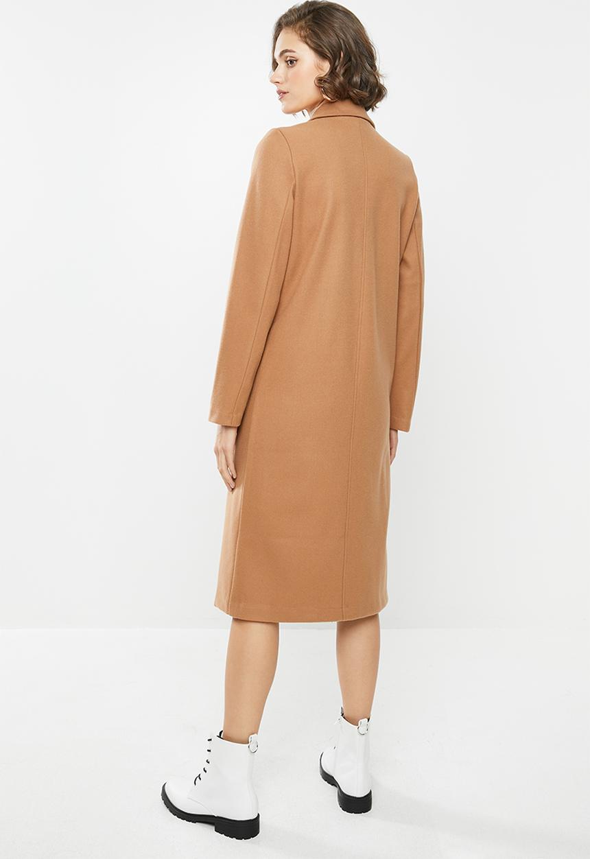 Blake - Melton double breasted coat - brown