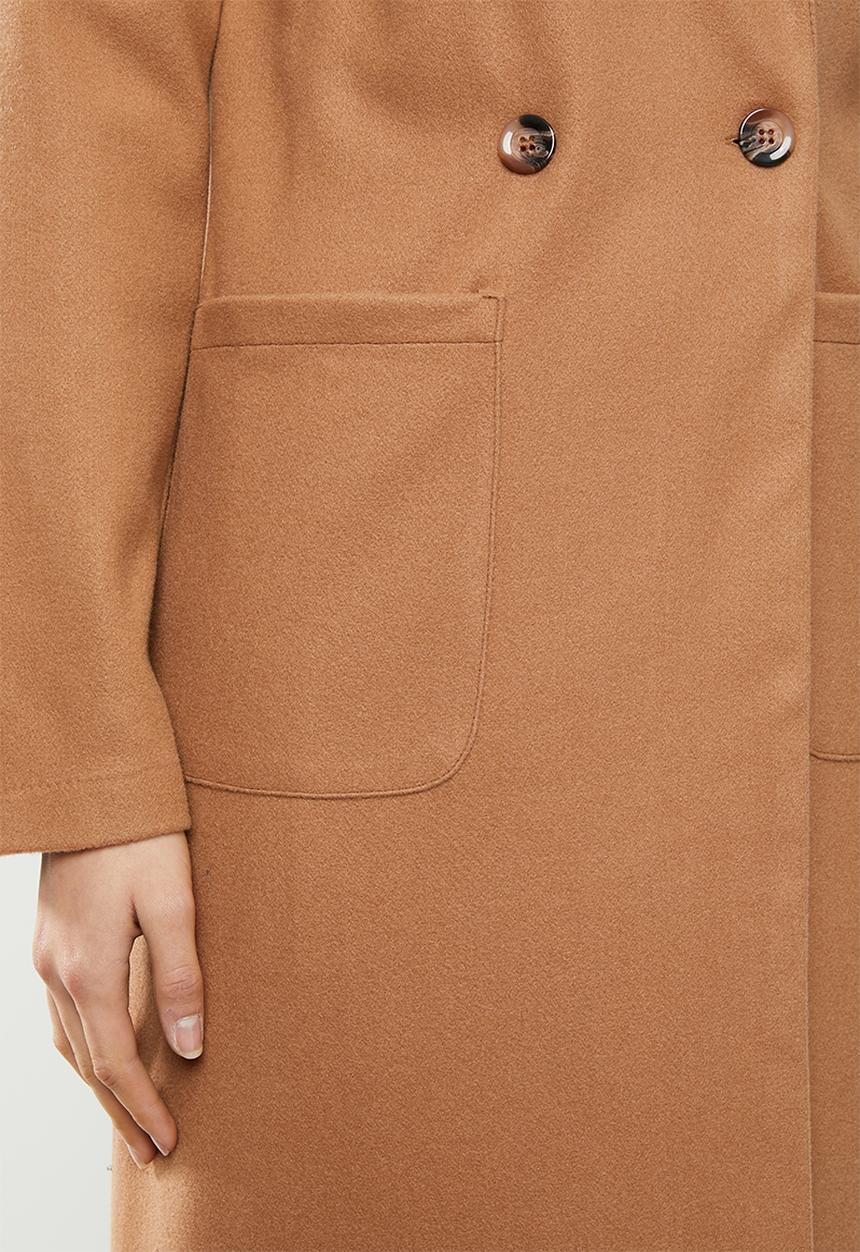 Blake - Melton double breasted coat - brown