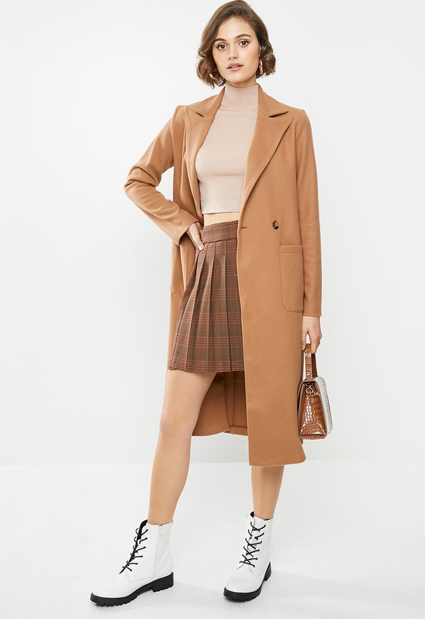 Blake - Melton double breasted coat - brown
