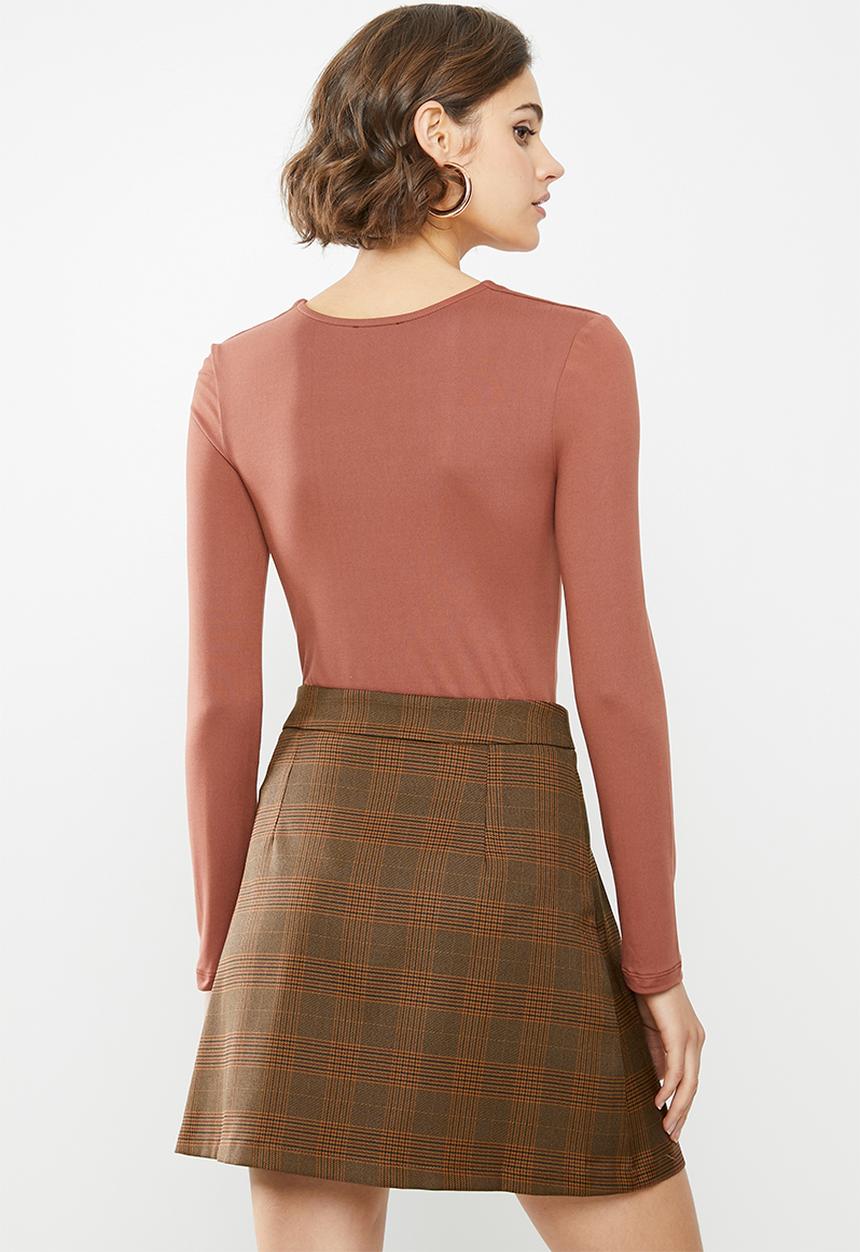 Blake - Sueded turtle bodysuit - rust