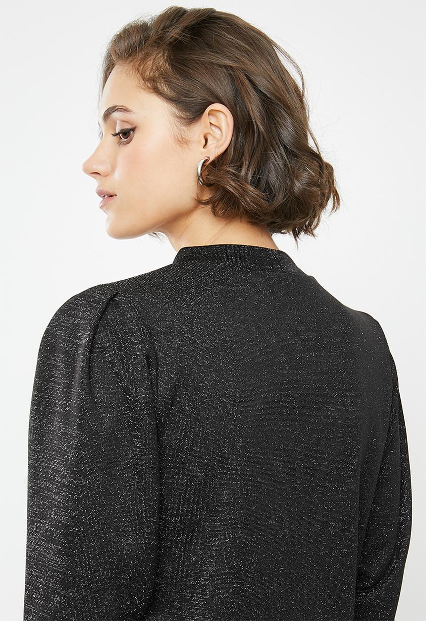 Blake - Metallic rib pullover - black