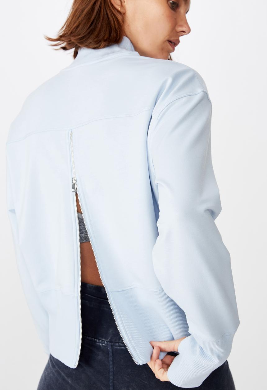 Cotton On - Zip back fleece crew - skye blue