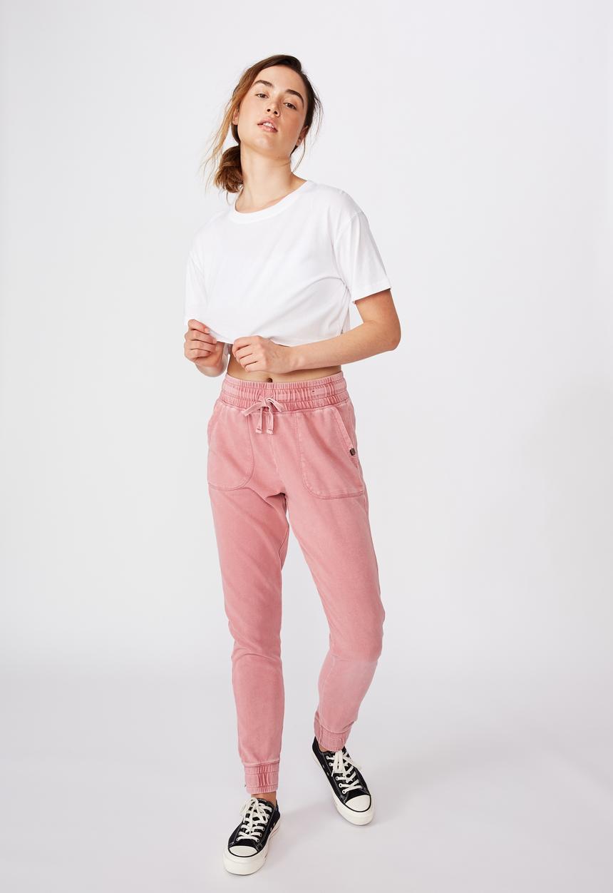 Cotton On - Washed gym trackpant - pink