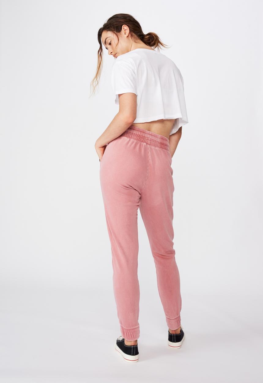 Cotton On - Washed gym trackpant - pink