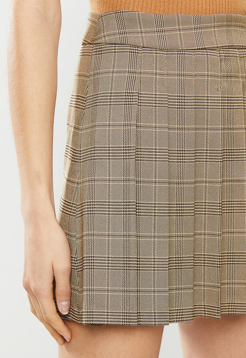 Blake - Check wrap skirt - brown 