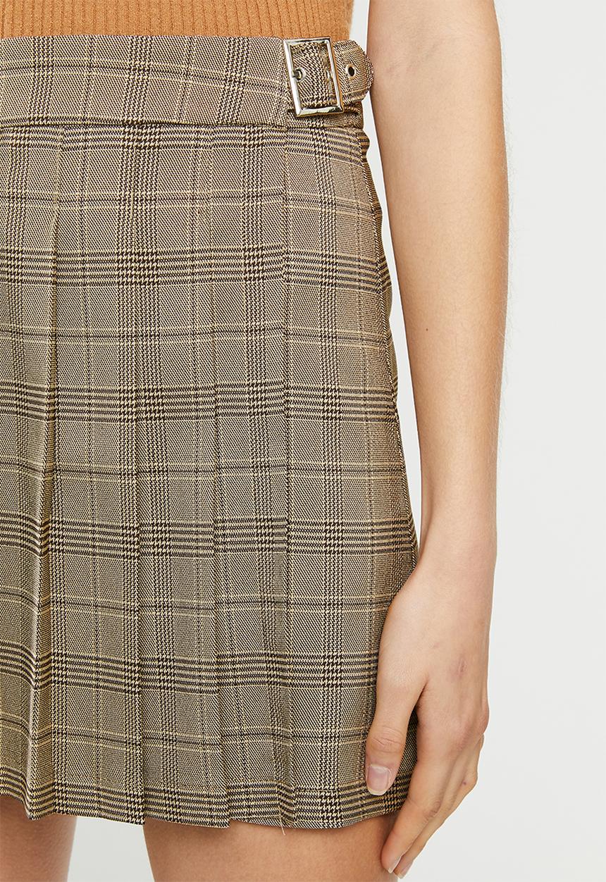 Blake - Check wrap skirt - brown 
