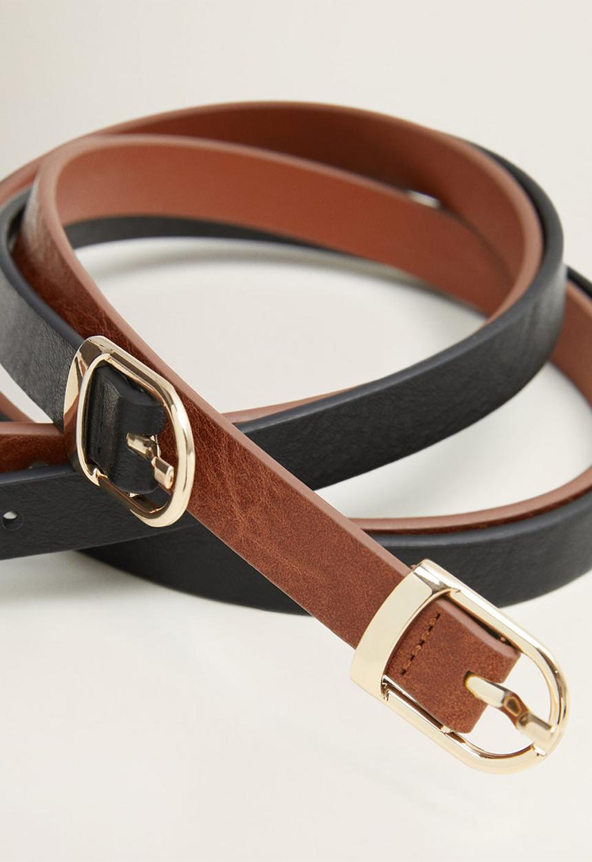 MANGO - Fino belt - brown & black 