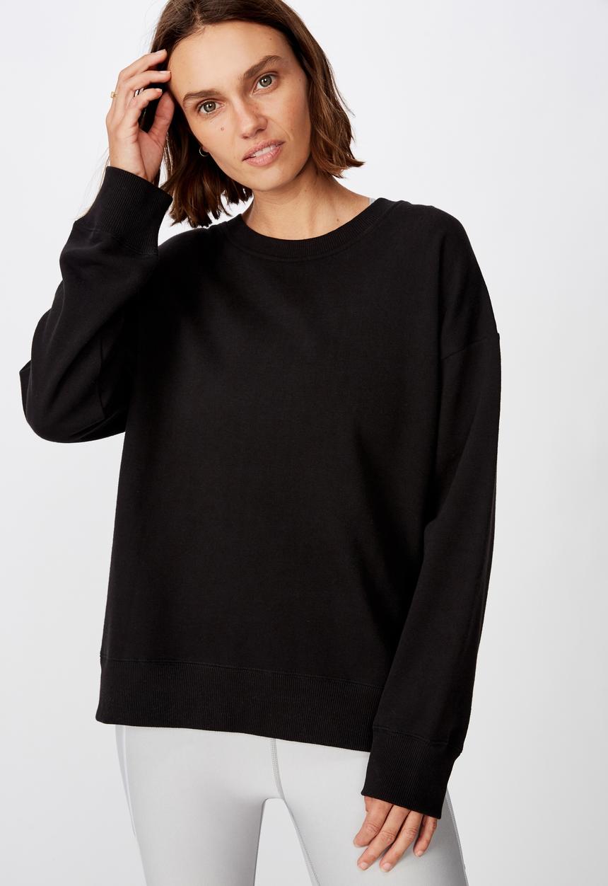 Cotton On - Long sleeve fleece crew top - winter black