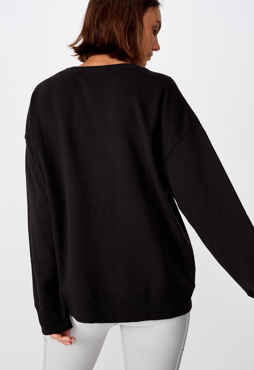 Cotton On - Long sleeve fleece crew top - winter black