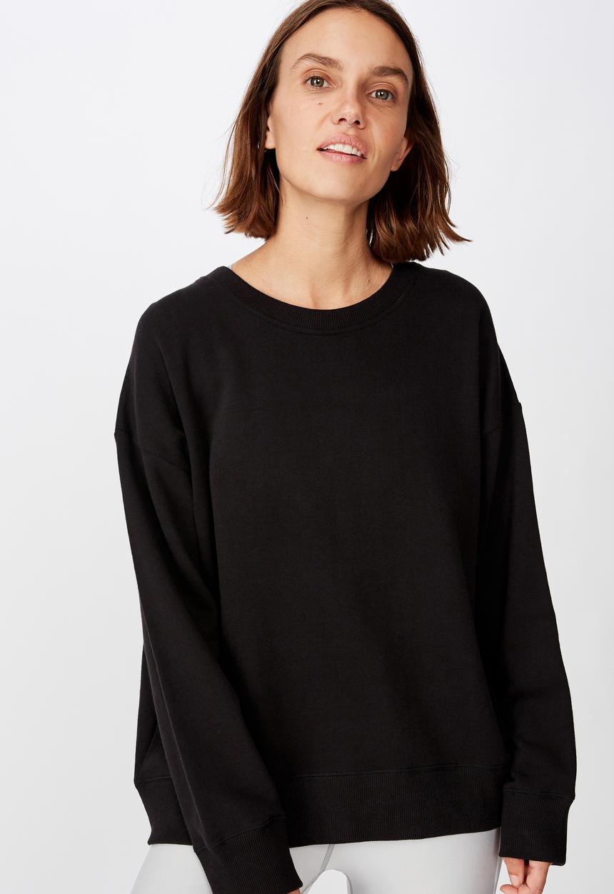 Cotton On - Long sleeve fleece crew top - winter black