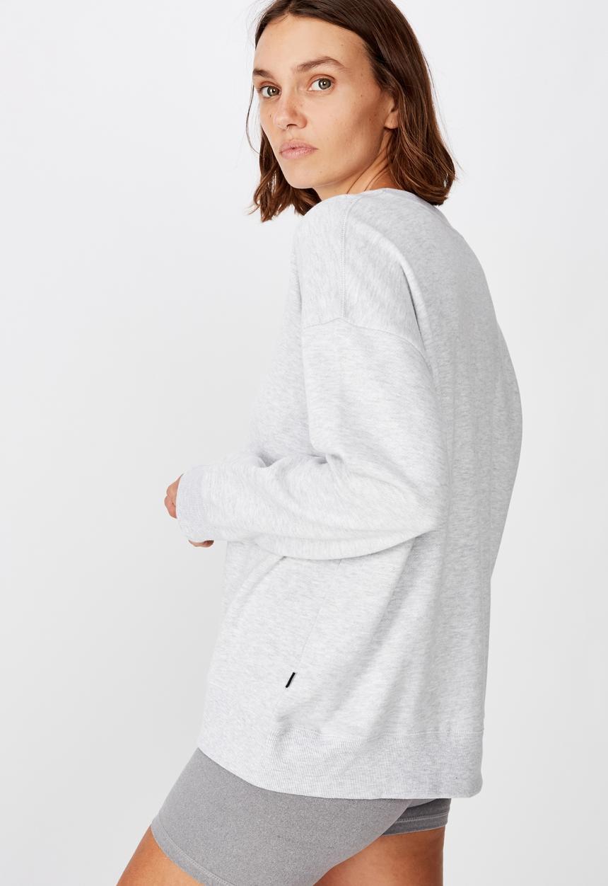 Cotton On - Long sleeve fleece crew top - winter grey marle