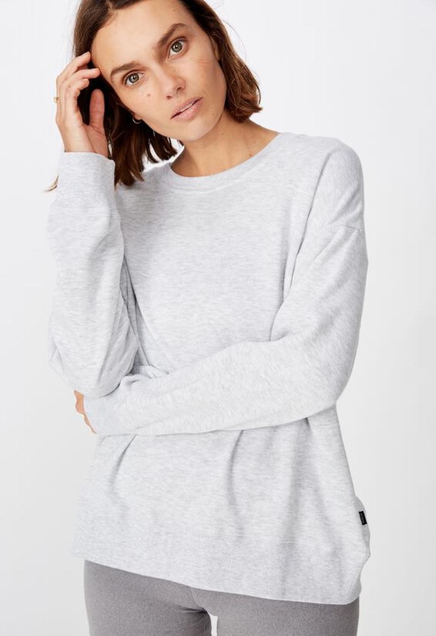 Cotton On - Long sleeve fleece crew top - winter grey marle