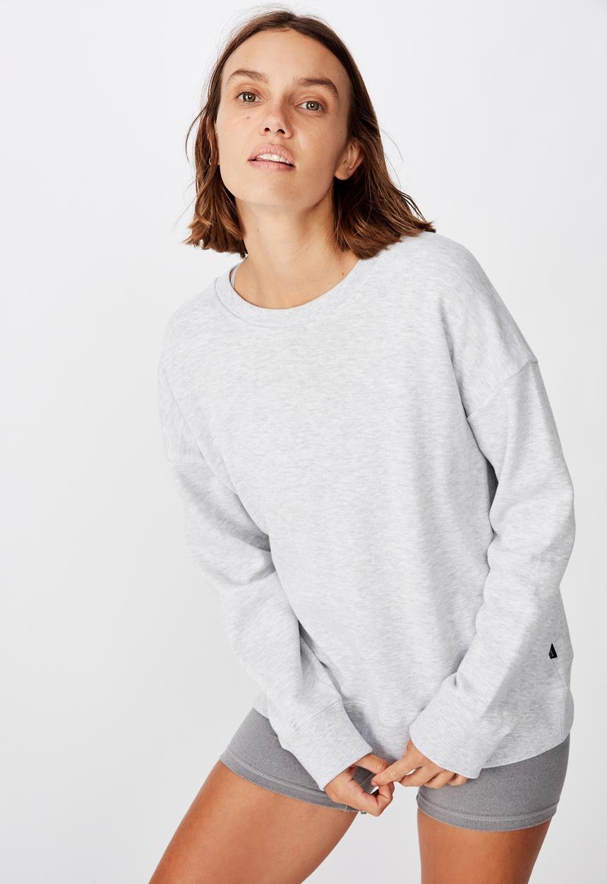 Cotton On - Long sleeve fleece crew top - winter grey marle