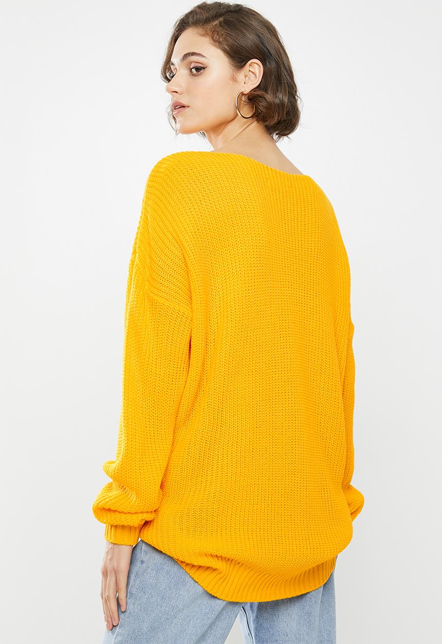 Glamorous - V-neck knitted jumper - gold