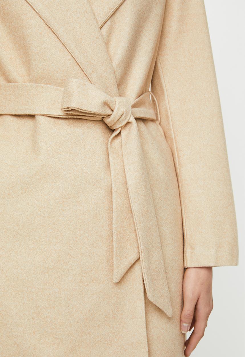 Blake - Hooded melton coat - oatmeal