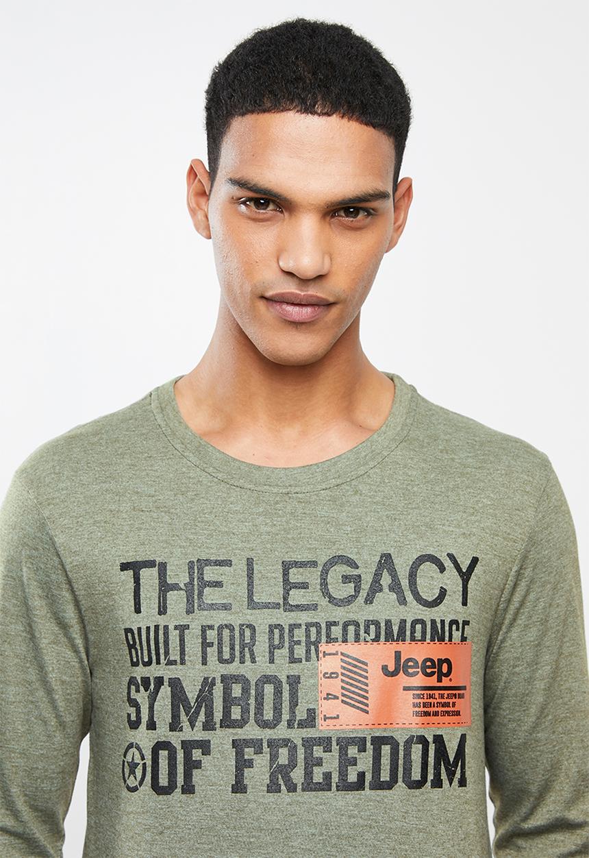 JEEP - Script long sleeve tee - khaki green