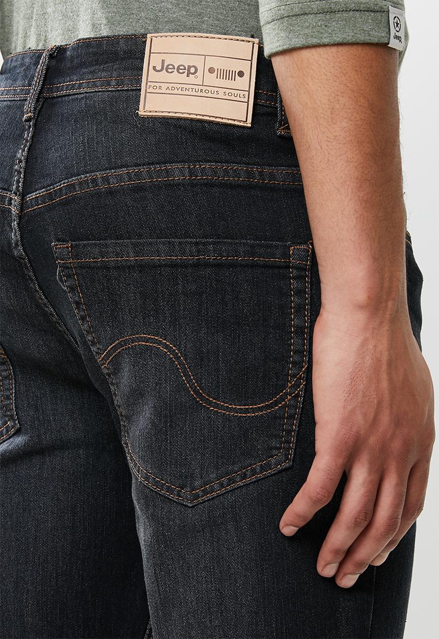 JEEP - Basic washed straight leg jeans - black
