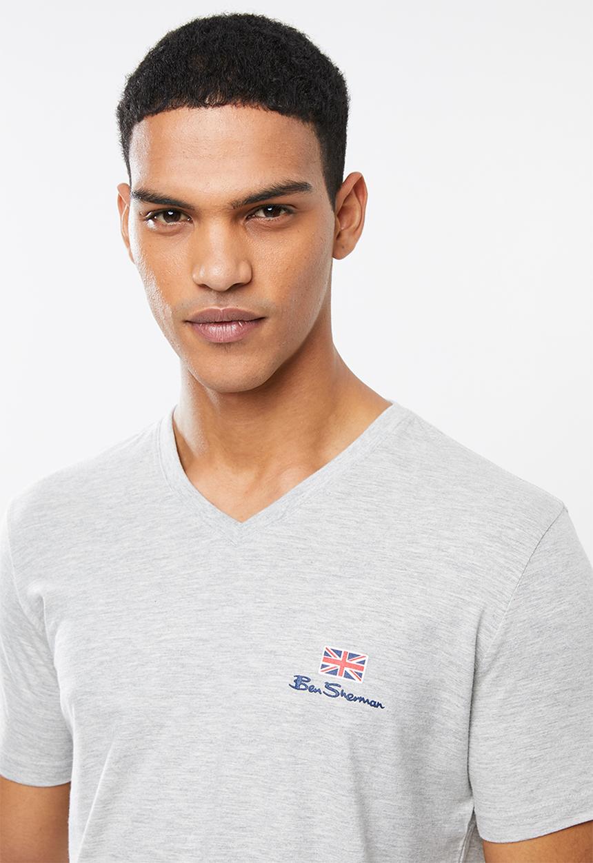 Ben Sherman - ESSENTIAL TEE V-NECK - GREY MELANGE