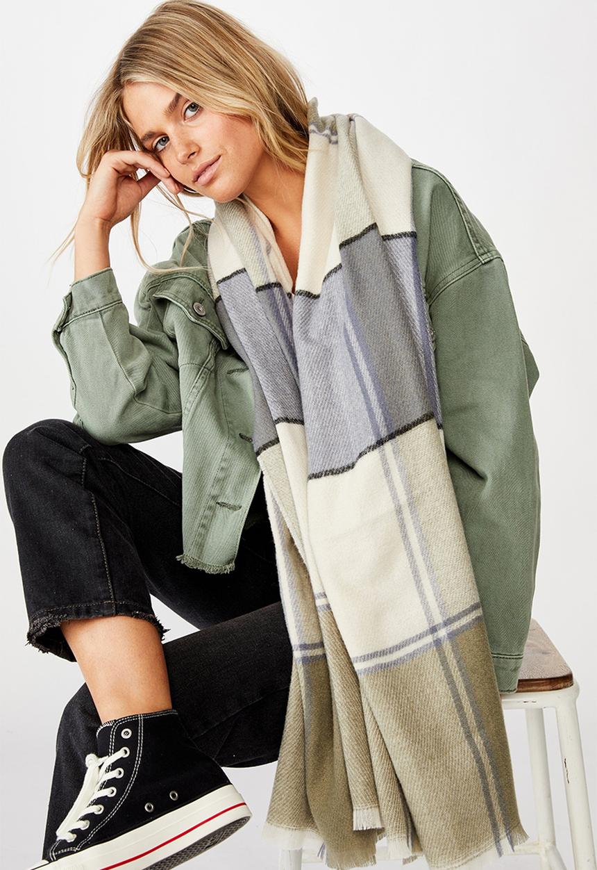 Rubi - Mya mid weight scarf - khaki check