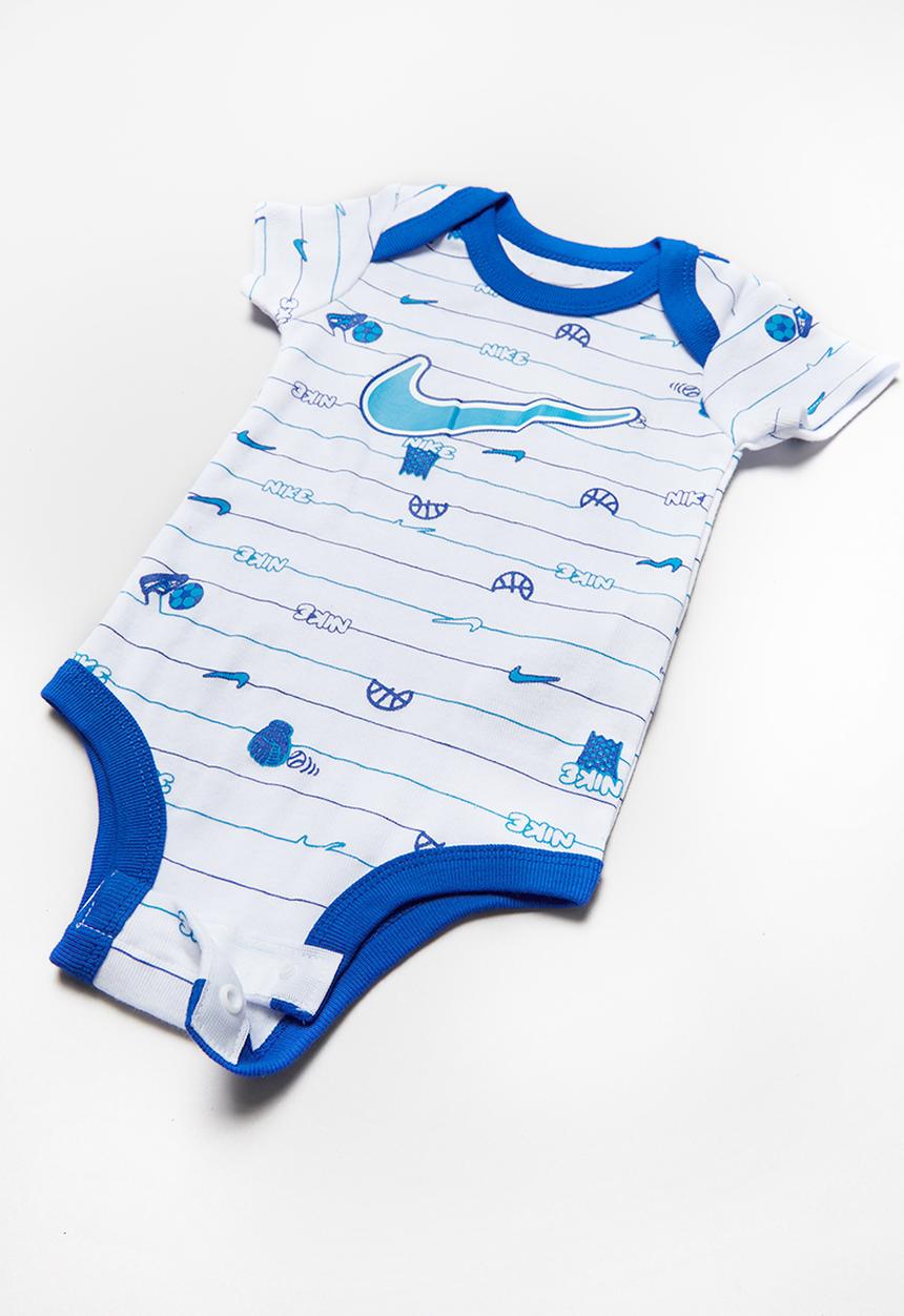 Nike - Multicolor swoosh bib/bodysuit/bootie 3pack - white & blue
