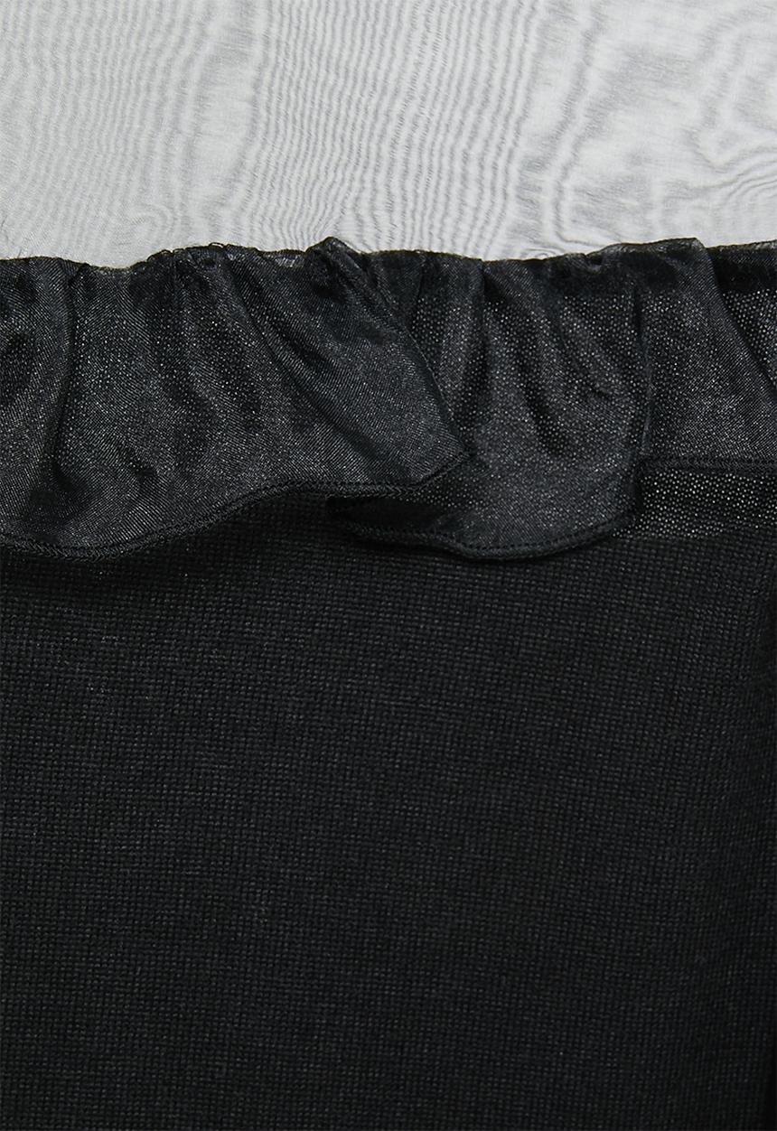 MILLA - Knit organza top - black