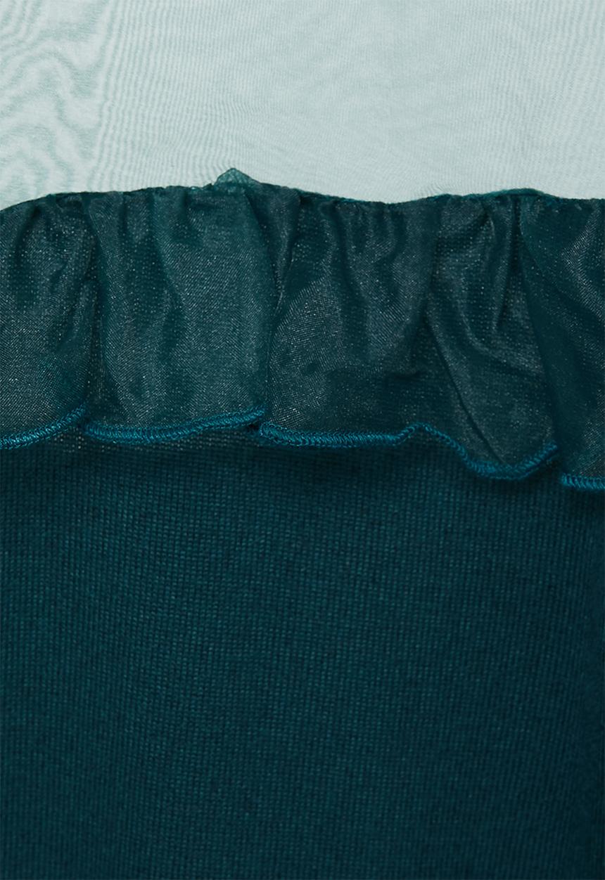 MILLA - Knit organza top - green