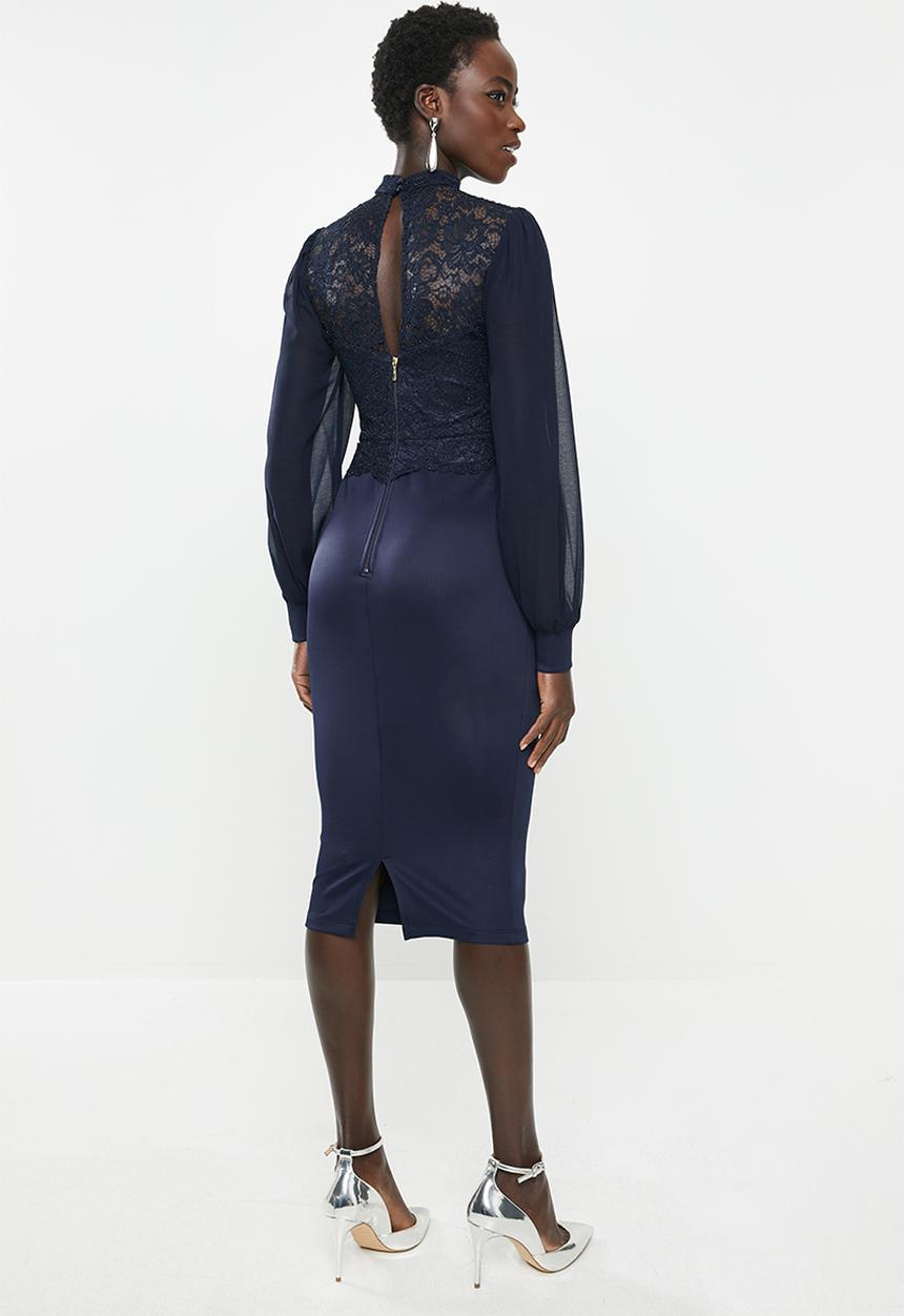 MILLA - Lace combo dress - navy