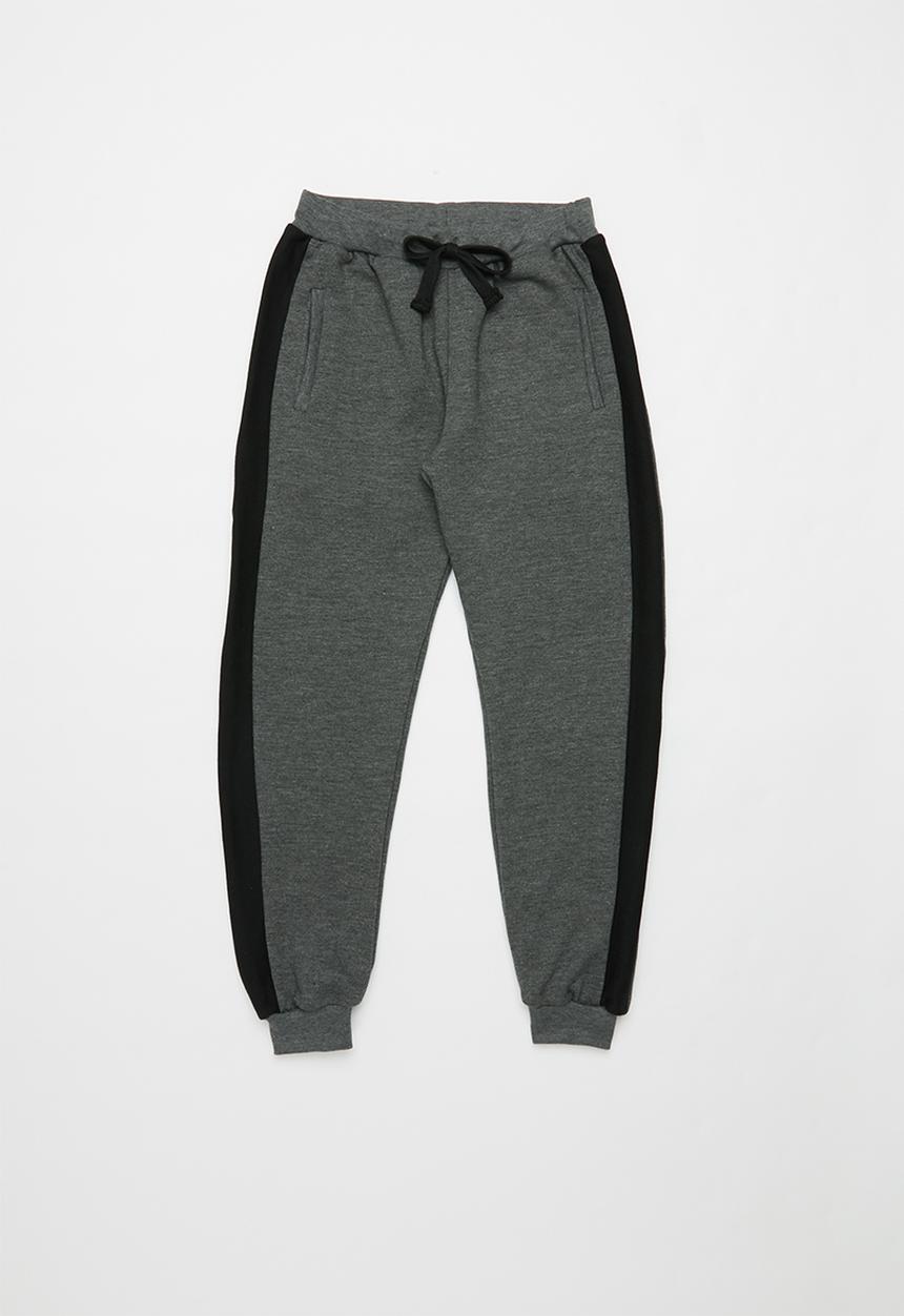 Rebel Republic - Colour block trackpants - black & charcoal