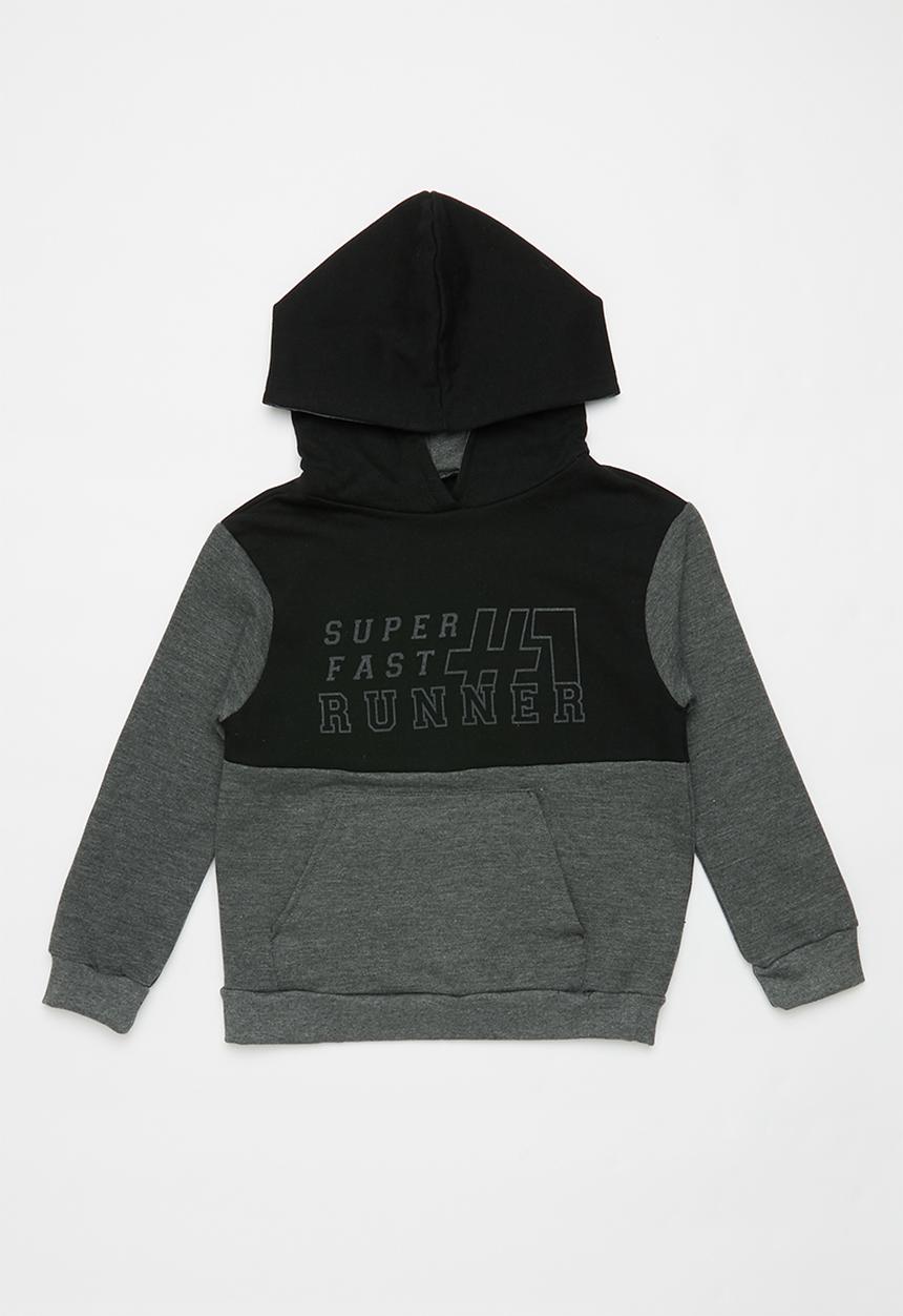 Rebel Republic - Colour block raglan hoodie - charcoal & black