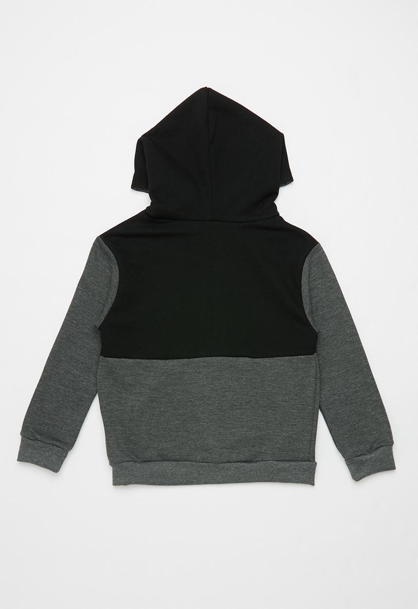 Rebel Republic - Colour block raglan hoodie - charcoal & black