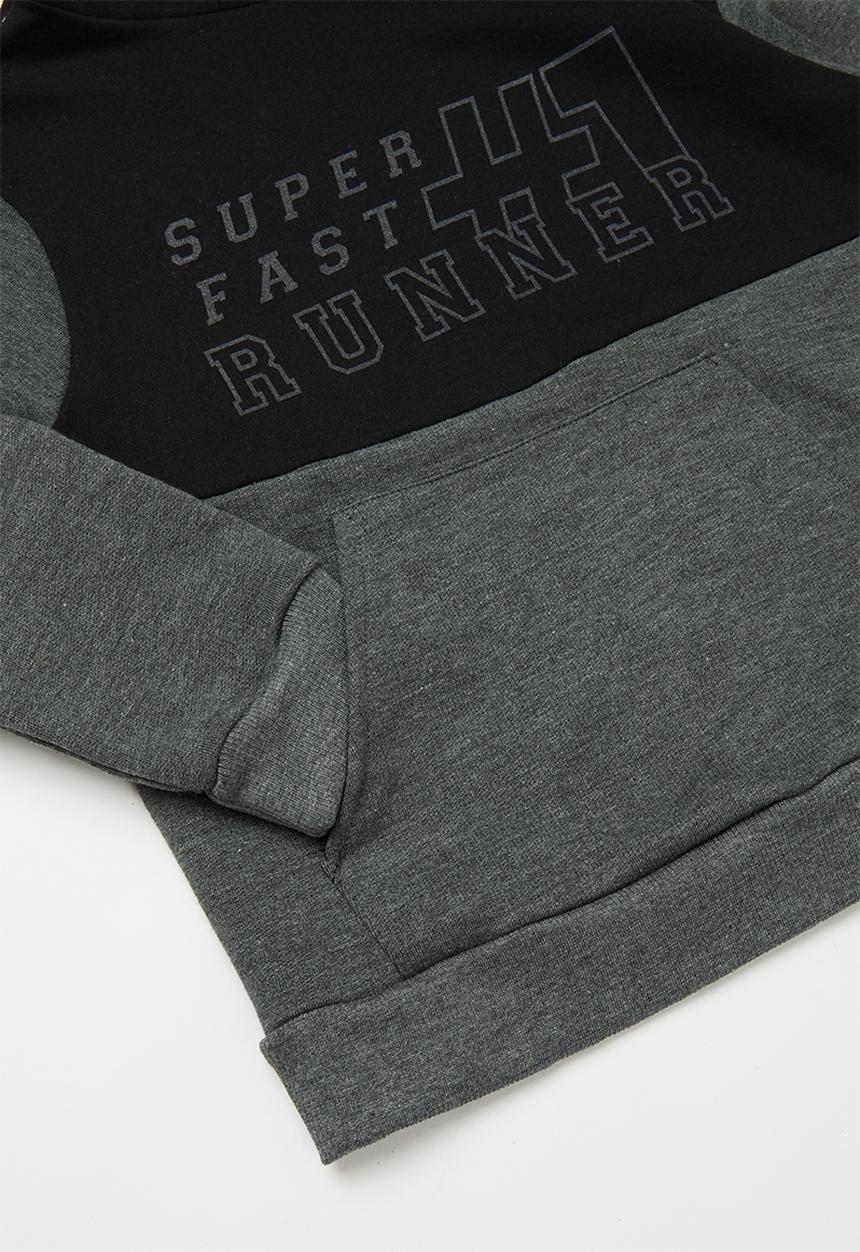 Rebel Republic - Colour block raglan hoodie - charcoal & black