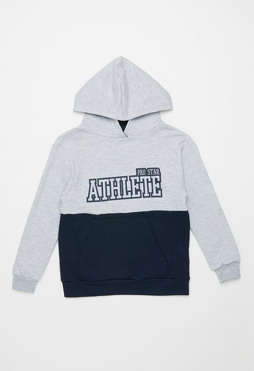 Rebel Republic - Colour block raglan hoodie - navy & grey 