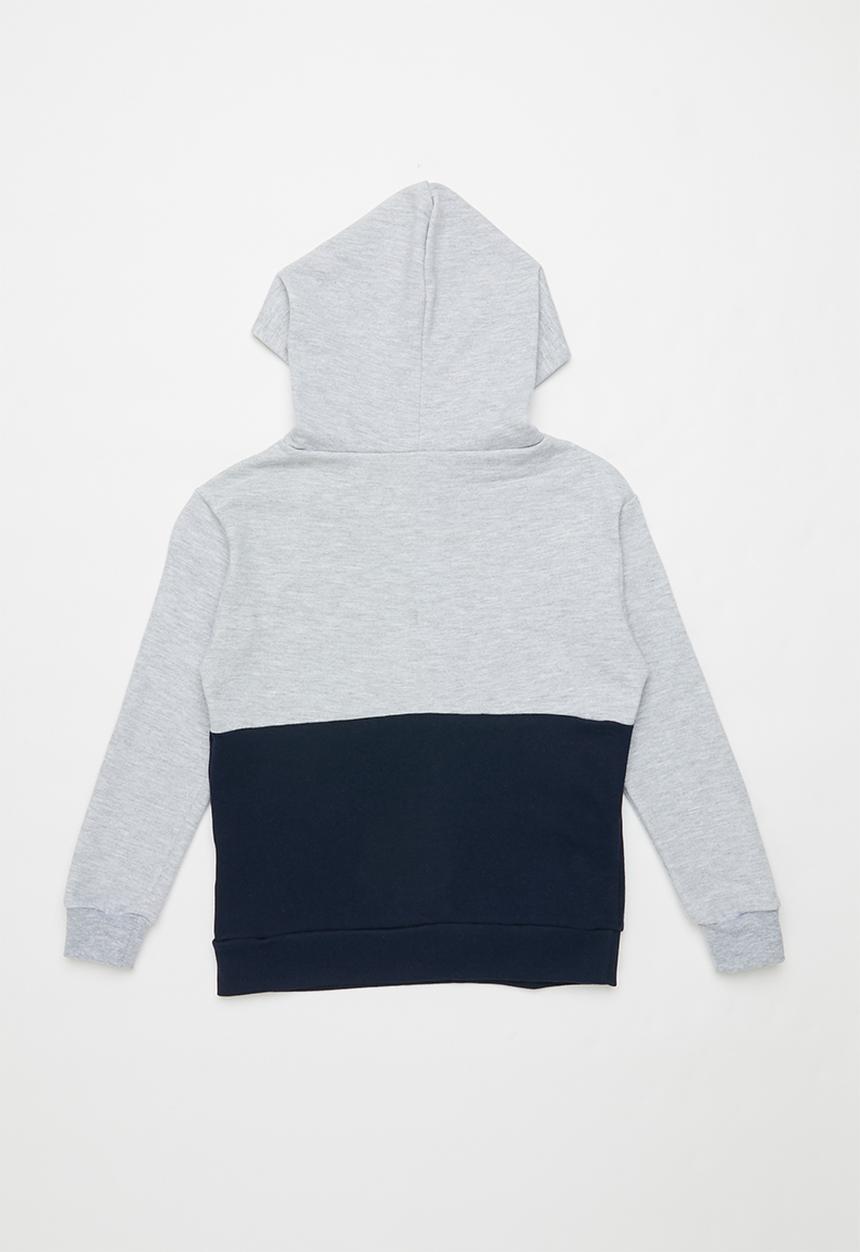 Rebel Republic - Colour block raglan hoodie - navy & grey 