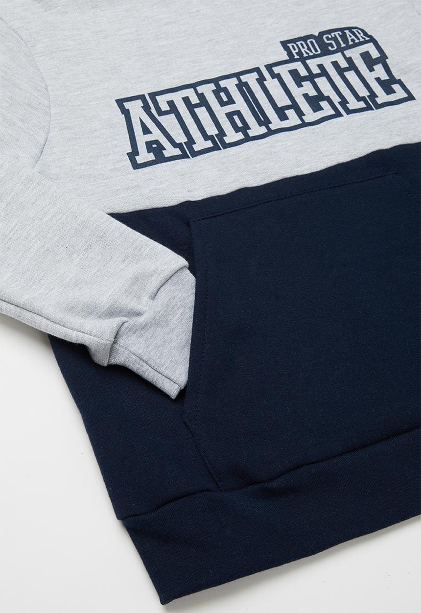 Rebel Republic - Colour block raglan hoodie - navy & grey 