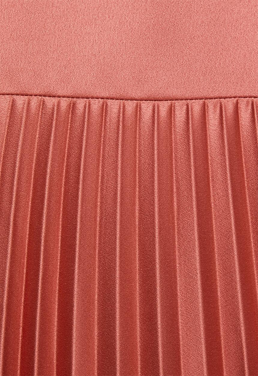 MILLA - Pleated midi dress - rust 