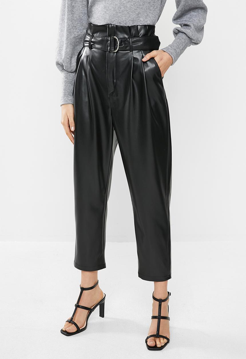 VELVET - Pleather pants - black