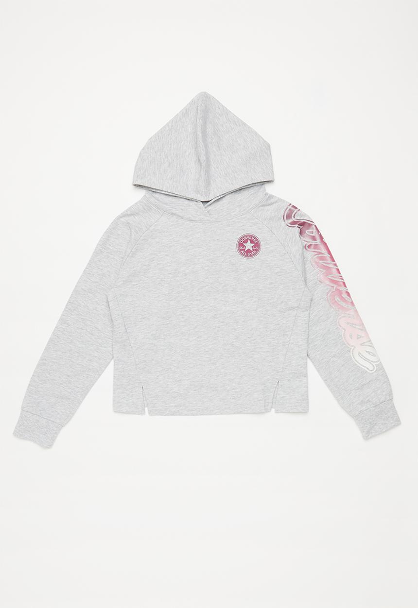 Converse - Converse raglan cropped pullover hoodie - grey