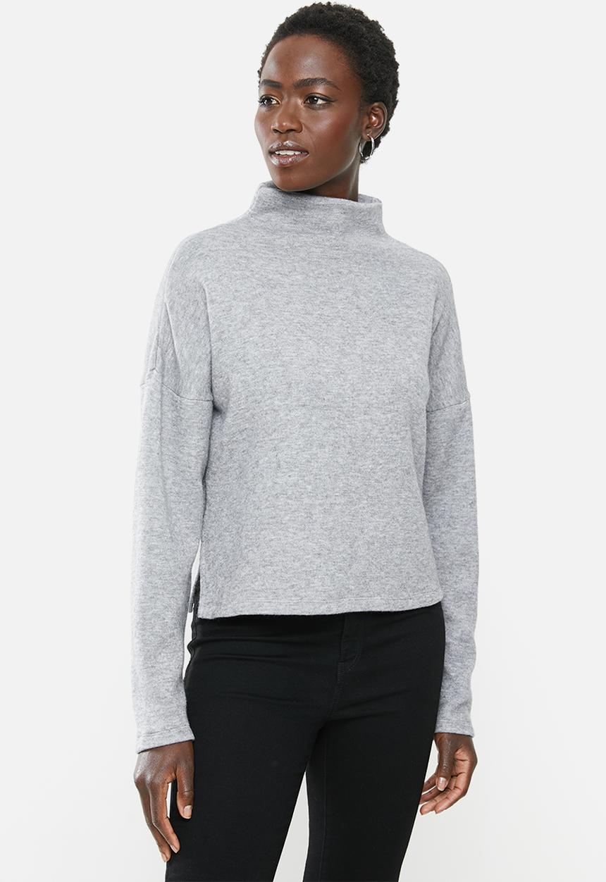 MILLA - Funnel neck top - grey
