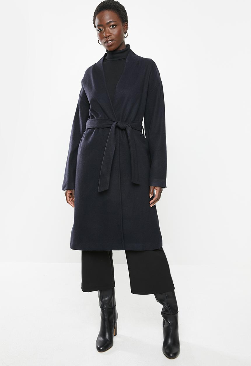 MILLA - Collarless coat - navy