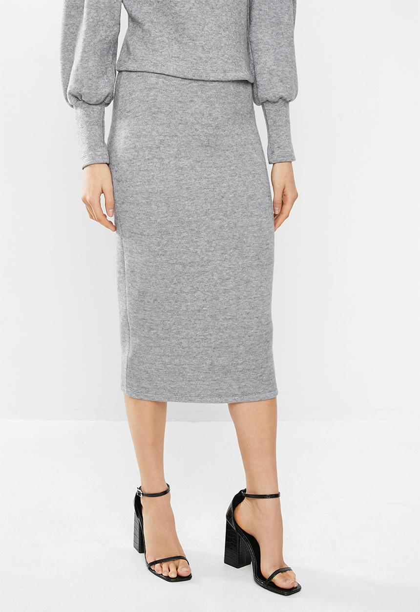VELVET - Knit bodycon skirt - grey