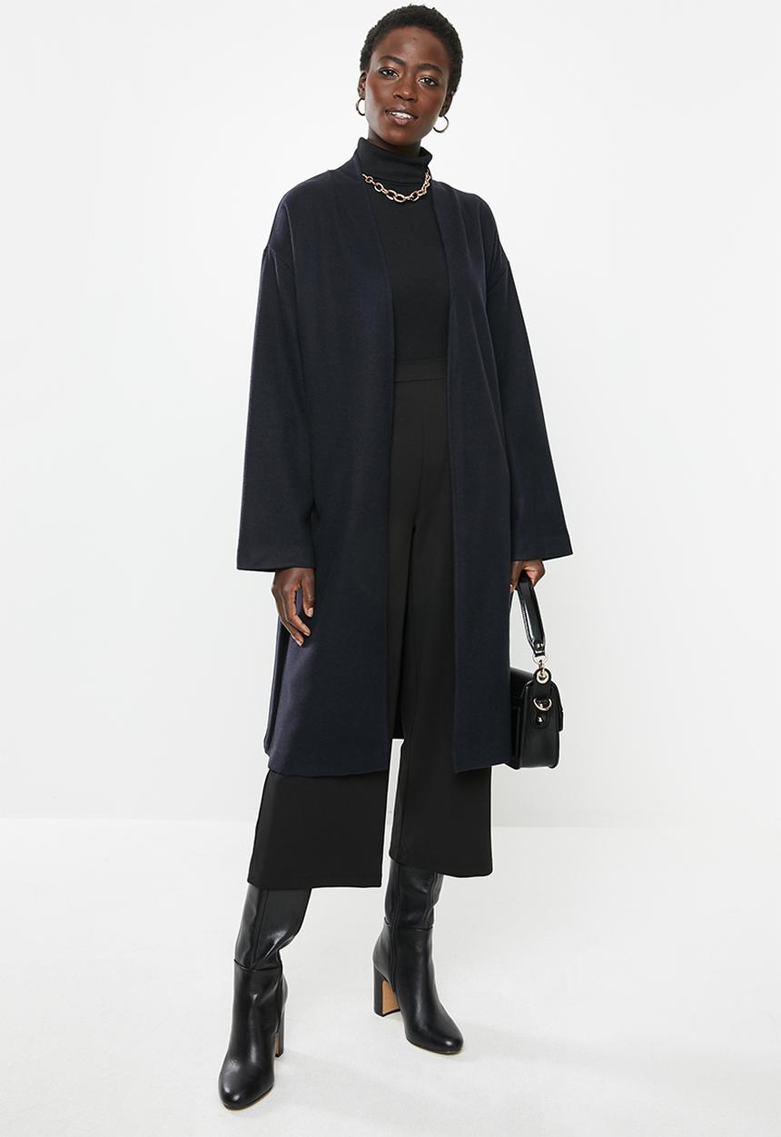 MILLA - Collarless coat - navy