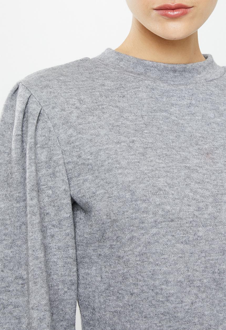 VELVET - Puff sleeve knit top - grey