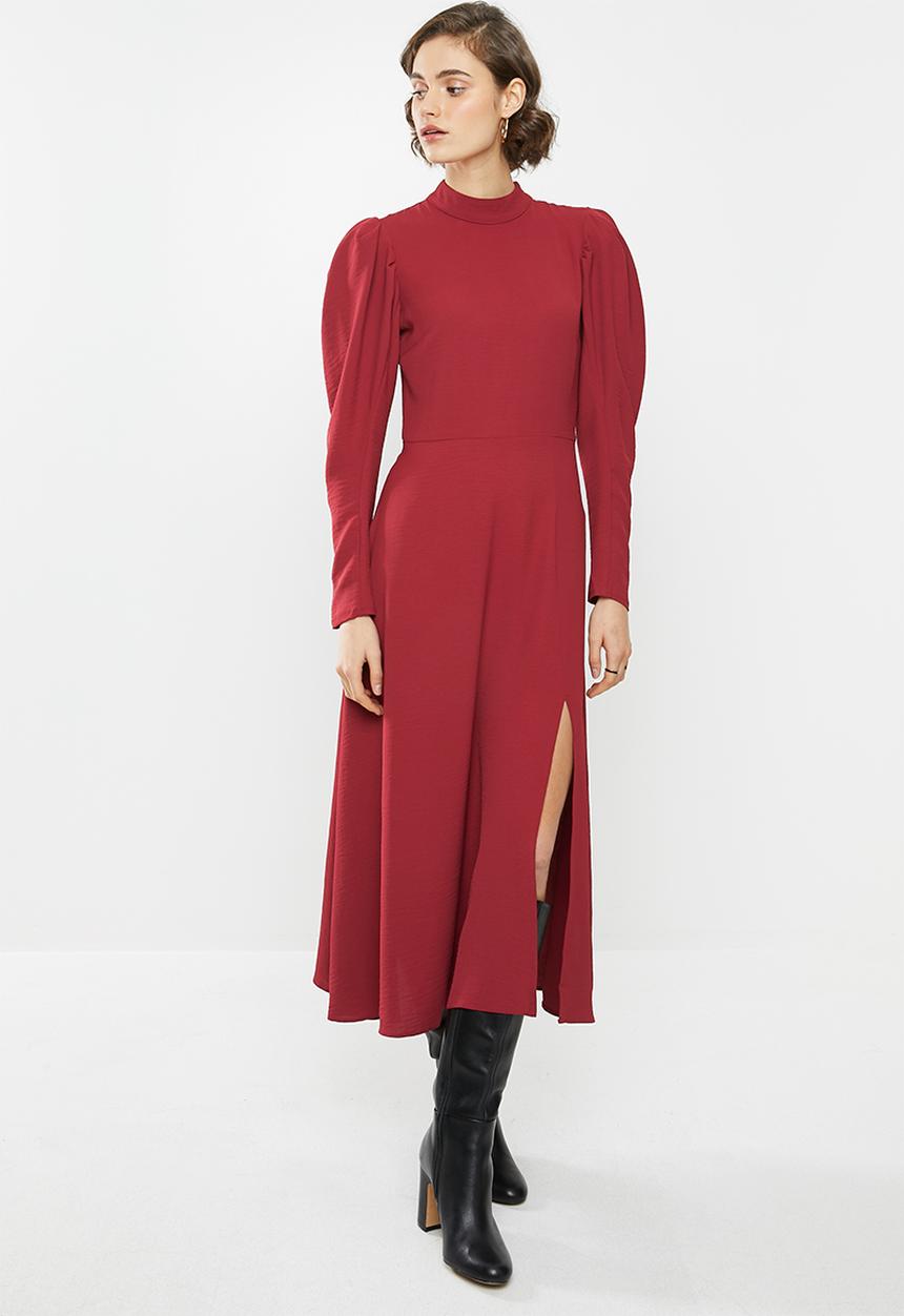 VELVET - Woven midi dress - burgundy