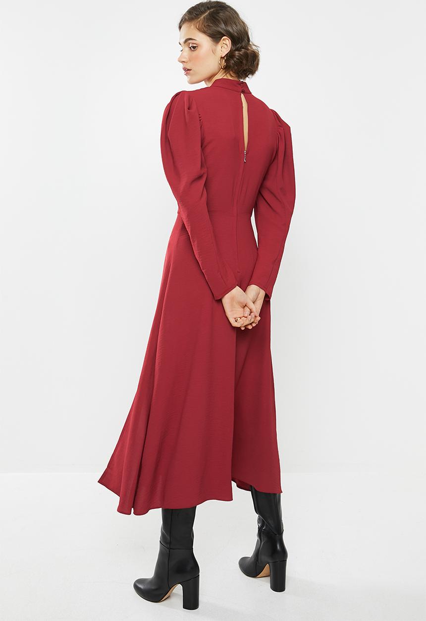 VELVET - Woven midi dress - burgundy
