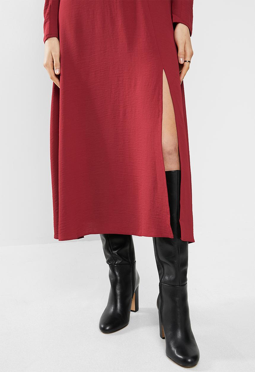 VELVET - Woven midi dress - burgundy
