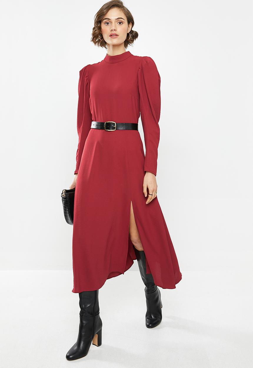 VELVET - Woven midi dress - burgundy